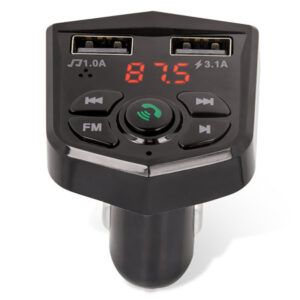 Maxlife Twin-Port Wi-fi FM Transmitter and Palms-Free Automobile Package – Black